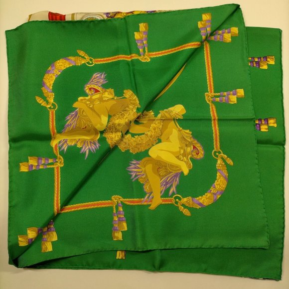 Cartier scarf Carre 90 Greens Silk100% - Picture 9 of 9